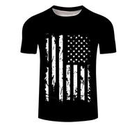 Mens Short Sleeve Shirts 4Th of July American Flag Fashion Independence Day Tees Summer Stylish USA Casual Beach Tshirts C-Black