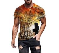 Mens Short Sleeve Shirts Deals, 3D Street Faith Jesus Cross Print T-Shirt Soldier T-Shirts Faith Christian Religious Bible Tee Top Regular Fit Work Tops Festival Outfits Plus Size S-XXL