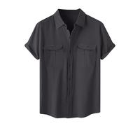 Mens Short Sleeve Shirts Regular Fit Casual Button Down Shirts Summer Beach Shirt Linen Hawaiian Beach Comfy Vintage Elegant Business Tops Breathable T Plus Size M-5XL