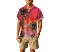Mens Short Sleeve Shirts,Short Sleeve Shirt Tropical Beach Button Down Casual Relaxed Fit Floral Print Summer