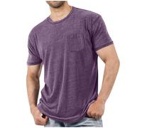 Men's Short Sleeve Shirts Solid Color Crew Neck Breathable Summer Tops Wrinkle Free Comfort Fit Basic Sports Gym Blouses Front Pocket Lightweight Summer Tee Classic Sports Gym T-Shirt Athletic Wear