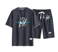 Men's Short Sleeve Shorts Set MV Agusta Printed Summer T-Shirt Casual Suit Set Round Neck tshirt Casual Jogging Suit 2 Piece Sportswear for Men, Gray-XXL