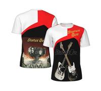 Men's Short Sleeve Summer Status Logo Print Tee T Shirts Crew Neck Quo T-Shirt Tops Band Tshirt for Men Big Teen Boy Fans Merch Clothes Gift Black