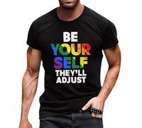 Men's Short Sleeve T-Shirt Cotton Crewneck Tshirt Casual Tee Regular Fit Shirt for Men Loungewear Beach Holiday Blouse Aesthetic Clothing (Black, XXL