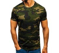 Mens Short Sleeve T-Shirt Summer Muscle Fit Camouflage Tactical Crewneck Tee Shirts Casual Workou Gym Runnig Tshirts(Army Green,Small)