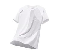 Mens Short Sleeve T-Shirts Crewneck Casual Cotton Workout Basic Tees Regular Fit Stretch Summer Shirt Smart Work Wear Business Blouse Aesthetic Clothing (White,L)