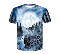 Men's Short Sleeve, Treer 3D Wolf Print Summer T Shirts Sports Crew Neck Soft Breathable Casual Slim Short Sleeve Beach Surfing Tops Blouse S-6XL Clothes (Forest Wolf,M,)