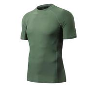 Men's Short Sleeve UPF 50+ Baselayer Skins Performance Fit Compression Rash Guard Logo Green M