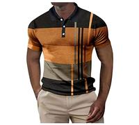 Mens Short Sleeve V Neck Plain T Shirt Loose Fit Casual Blouses Jersey Tops T Shirt Cotton Blended Henley Shirts Mens Button Polo Shirt Head Embroidered Golf Tennis T-Shirt S-XXXL