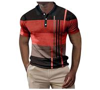 Mens Short Sleeve V Neck Plain T Shirt Loose Fit Casual Blouses Jersey Tops T Shirt Cotton Blended Henley Shirts Mens Button Polo Shirt Head Embroidered Golf Tennis T-Shirt S-XXXL