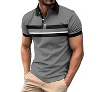 Men's Short-Sleeved Casual T-Shirts Short Sleeve Regular Fit T Shirt 2024 Summer Short Sleeve White Polo Shirt, Zb1-Grey, XXL
