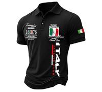 Men's Short-Sleeved Italian Flag Polo Shirt - Men's Sportswear Polo Shirt - Sport T-Shirt - White V-Neck T-Shirt - Casual Breathable Football/Casual T-Shirt (Urban Style, Italian Sports Gift), #01