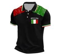 Men's Short-Sleeved Italian Flag Polo Shirt - Men's Sportswear Polo Shirt - Sport T-Shirt - White V-Neck T-Shirt - Casual Breathable Football/Casual T-Shirt (Urban Style, Italian Sports Gift), #05