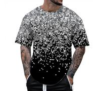 Men's Short-Sleeved Shirt Round Collar Casual Clubwear Hip Hop Y2K T Shirt Top T-Shirt with Sequins Print Men's T-Shirt Glitter 3D Print Men's Fashion Streetwear, A2 Black, 3XL