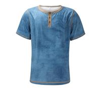 Mens Short Sleeved Shirts Summer Short Sleeve Classic Buttons Distressed Vintage Waffle Plaid Casual Henley Shirt Stylish Slim Fit Comfy Daily Sport Running Tshirt Lightweight Breathable T Shirts