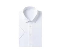 Men's Short Sleeved Whites Shirt Silk Satin Texture Business Button Down Fit Blouse Whites M