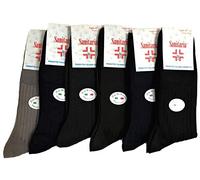 Men's Short Socks Sanitary Scottish Yarn Pack of 6 Pairs - Guaranteed Italian Product - DOC Spring: 2 x Blue Socks, 2 x Charcoal Socks, 1 x Black Sock and 1 x Medium Grey Sock, Blue