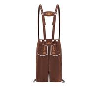 Men's Short Traditional Lederhosen Men's Costume Black/Brown Braces Large Sizes Knee Trousers Side Pocket with Embroidery Traditional Leather Trousers for Oktoberfest Costume Outfits