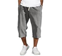 Mens Shorts 3/4 Length Corduroy Long Pants Below Knee Lightweight Joggers Summer Gym Workout Sweat Shorts with Pockets, Grey, XL