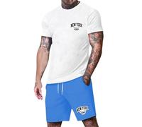 Mens Shorts and Shirt Sets - 3D Digital Print Casual Sports Set For Men Short Sleeve York Graphic T Shirt And Shorts Outfit