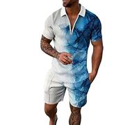 Mens Shorts and Shirt Sets Casual Tracksuit Set Loose Fitting Floral Print Men Summer Sets Button Down Henley T Shirts for Men Stretch Holiday Fashionable Set Tee Outfits 2 Piece Formal Sky Blue