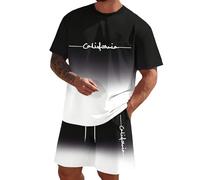 Mens Shorts and Shirt Sets Summer T Shirts Short Tank Top Set Men Outfits Sportswear Suit Clothes String Vests for UK Womens Crew Neck Two Piece T-Shirt Men's T-Shirts Tennis Tracksuits Sleeve Black