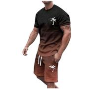 Mens Shorts and T Shirt Sets Polo,Men's Summer Tracksuit Plus Size Short Sleeve O Neck Athletic Suit Casual Color Block Drawstring Waist Tracksuit Set