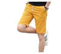 Mens Shorts Athletic Cortos De Lino Y Algodón para Hombre Shorts Transpirables De Color Sólido Ropa De Calle para Fitness(Brown,L)