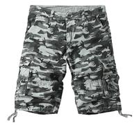Mens Shorts Cargo Combat Camouflage Half Pants with Elastic Band Work Short Plus Big Sizes Workwear Wear-Resistant Hiking Shorts Comfortable Breathable Combat Short with Multi Pockets