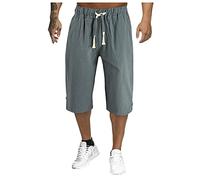 Men's Shorts Casual Corduroy Drawstring Elastic Waist Lightweight Summer Beach Pants Loose Fit Slacks Relaxed Fit Stretch Big and Tall Workwear Trousers Jogging Bottoms SweatShorts (Army Green,5XL)