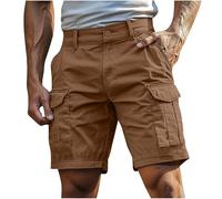 Mens Shorts Elasticated Waist,Men's Breathable Cargo Shorts Trousers Summer Elasticated Waist Outdoor Hiking Combat Cotton Workwear Casual Baggy Knee Length Pants Pockets Plain Comfortable Sportwear