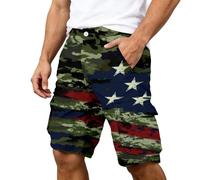 Men's Shorts for Men Lightweight Quick Dry Multi-Pocket - Mens Summer USA Independence Day Printed Casual Cargo Shorts - Beach Short Plus Size Elastic Waist Drawstring Sport Tennis Trunks Boxers