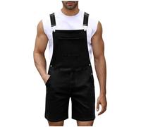 Men's Shorts Overalls Contrast Bib Brace Work Dungarees Shorts Workwear Casual Heavy Duty Jumpsuit Breathable Straight Wide Leg Playsuit Daily Wear Walking Outdoor Boiler Suits