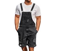 Men's Shorts Overalls Contrast Bib Brace Work Dungarees Shorts Workwear Casual Heavy Duty Jumpsuit Breathable Straight Wide Leg Playsuit Daily Wear Walking Outdoor Boiler Suits