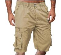 Mens Shorts Quick Dry Cargo Lightweight Hiking Shorts with Multi Pockets Zip Fishing Cycling Safari Walking Pants Suitable for Outdoor Activities and Leisure (Khaki, XL)