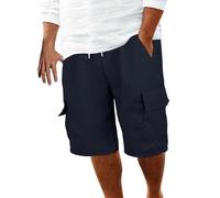 Mens Shorts Sale Casual Cargo Shorts Cotton Linen with Multi Pockets Fashion Solid Color Elasticated Drawstring Sports Straight Summer Pants for Men Casual Clothes for Men UK