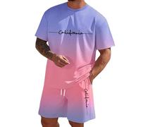 Mens Shorts Set Drawstring Womens Crew Neck Two Piece Short Sets Tracksuit Men Sleeve Summer Outfits for Beach Casual Suit Breathable Loose T-Shirt Clothes Co Ord Men's T-Shirts T Shirts Tee Shirt and