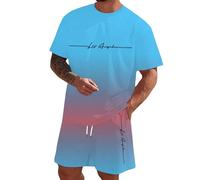Mens Shorts Set Tennis Men Womens Crew Neck Two Piece Short Sets Tracksuit 2 Outfits Matching Shirt and Sportswear Suit Summer Clothes String Vests for Uk Co Ord Sleeve Vacation T-Shirt Men's T-Shirts