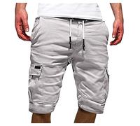 Mens Shorts with Pockets Drawstring Cargo Pants Running Shorts with Phone Pocket Summer Lightweight Utility Men Hiking Joggers Holiday Blanket Trousers Navy Chino Fashion