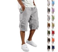 Mens Shorts with Pockets Elastic Waist 4XL XXXL Cargo Shorts Combat Plain Multi-Pockets Workwear Short Casual Knee Length Pants Outdoor Running Lightweight Comfort Stretch Chino Short Jogging Bottoms