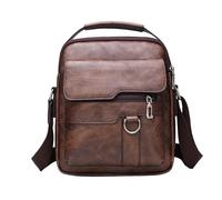 Men's Shoulder Messenger Bag, Men's Scarf Bag | Pu Leather Retro Sling | Large Capacity Lightweight Retro Portable Chest Pack for Casual Work Gym, dark brown, Se référer à la description