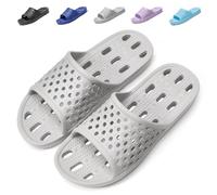 Mens Shower Shoes With Holes Dry Quickly Bath Slippers Womens Non Slip Indoor Home Bedroom Pool Spa Guest College Dorm, C-grey, 11.5-12 Wide Women/9.5-10 Men