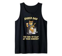 Mens Shred Dad Tool Cool Rock & Roll Cat Dad Playing Guitar Funny Tank Top