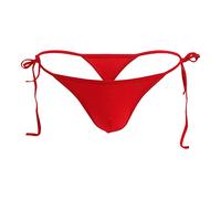 Men'S Side Tie Ice Silk Thong Lace Up Low Rise Bulge Seamless G-String Breathable Strappy T-Back Panties (Red,M)