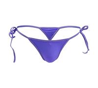Men'S Side Tie Ice Silk Thong Lace Up Low Rise Bulge Seamless G-String Breathable Strappy T-Back Panties (Purple,M)