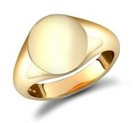 Mens Signet Ring Yellow Gold Plain Oval 9ct Yellow Gold Hallmarked (Y)