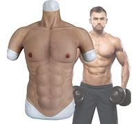 Men's Silicone Muscle Top Fake Chest Muscles Half Body Suit for Cosplay Crossdress Drag Queen Halloween Props