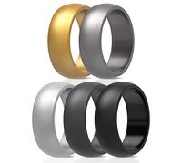 Mens Silicone Wedding Rings Wedding Bands - 5 Pack / 4 Pack / 3 Pack - 8.7mm Wide (2mm Thick) (5 Black Rings, 8.5 - 9 (18.9mm))