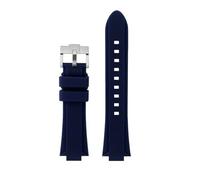 Men's silicone wristband Compatible With Casio EFR-S108D EFS-S570 ECB-10YDC watchband modified with protruding rubber watch strap(Blue-silver A,EFR-S108D)