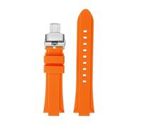 Men's silicone wristband Compatible With Casio EFR-S108D EFS-S570 ECB-10YDC watchband modified with protruding rubber watch strap(Orange-silver B,EFS-S570)